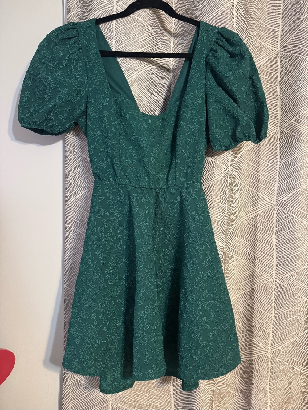 Altar’d State Emerald Green Puff-Sleeve A-Line Dress